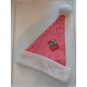 Pink with Sequin Pink Dots Christmas Santa Hat 18″ Tall by Merry Brite Only 1